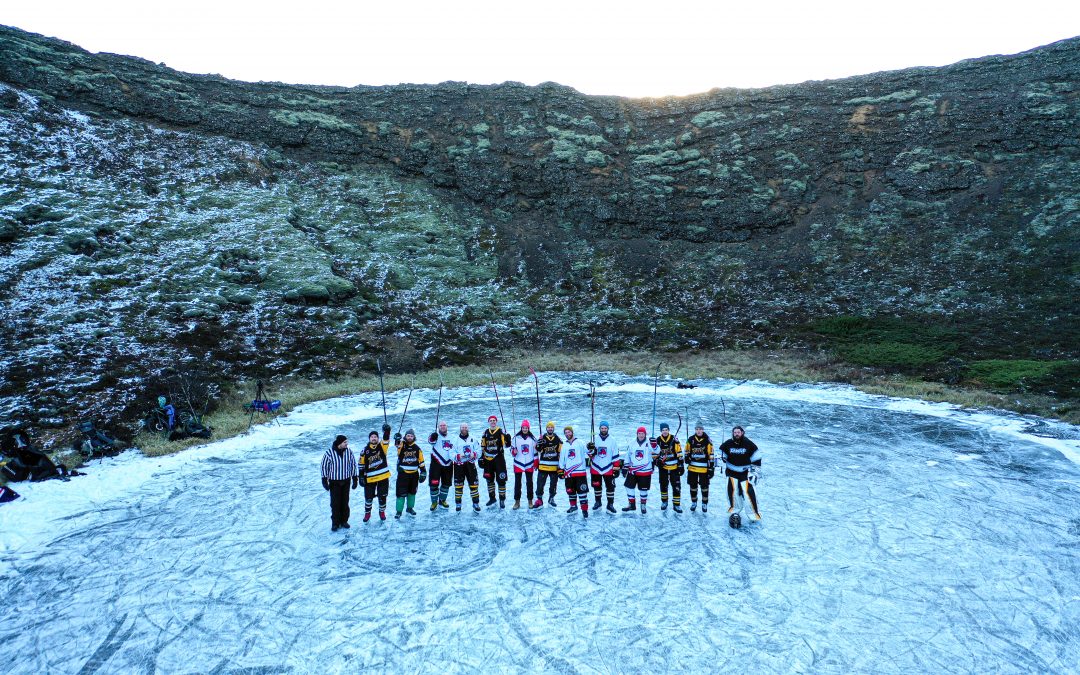 Hockey in Iceland’s Oldest Volcanic Crater under the Northern Lights